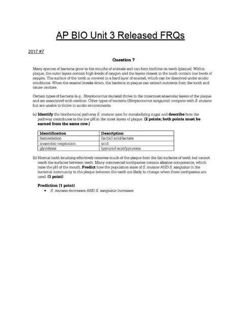 Ap Bio Unit 3 Released Frqs