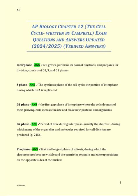 Ap Biology Chapter 12 Guided Reading Assignment Answers