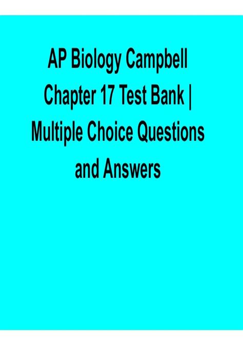 Ap Biology Chapter 17 Study Guide Answers