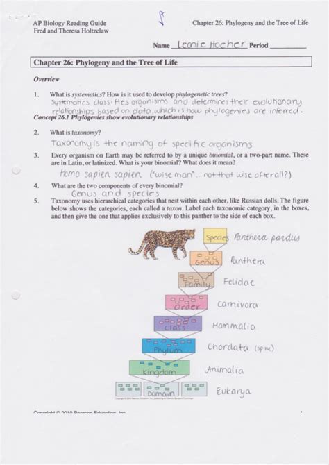 Ap Biology Chapter 26 Study Answers