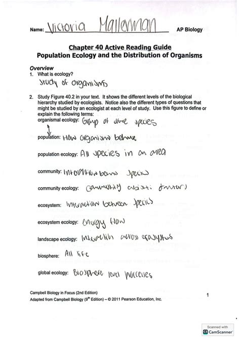 Ap Biology Chapter 40 Reading Guide Answers