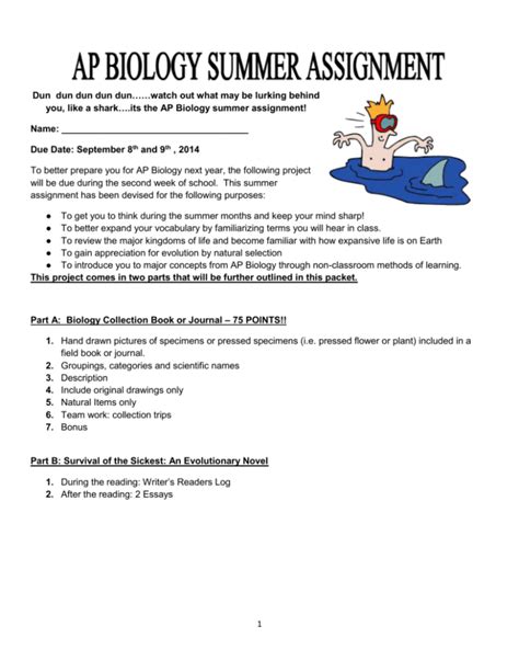 Ap Biology Summer Assignment Unit 1 Chemistry Of Life
