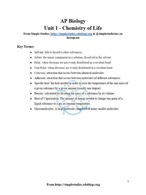 Ap Biology Unit 1 Progress Check