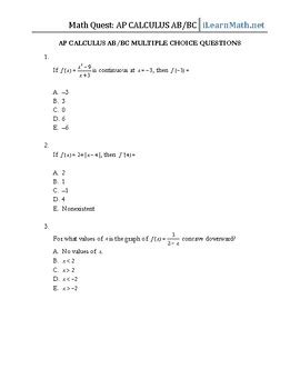 Ap Calculus Multiple Choice Questions By Topic
