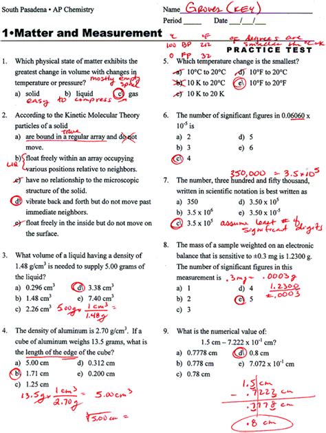 Ap Chem Chapter 1 Practice Test