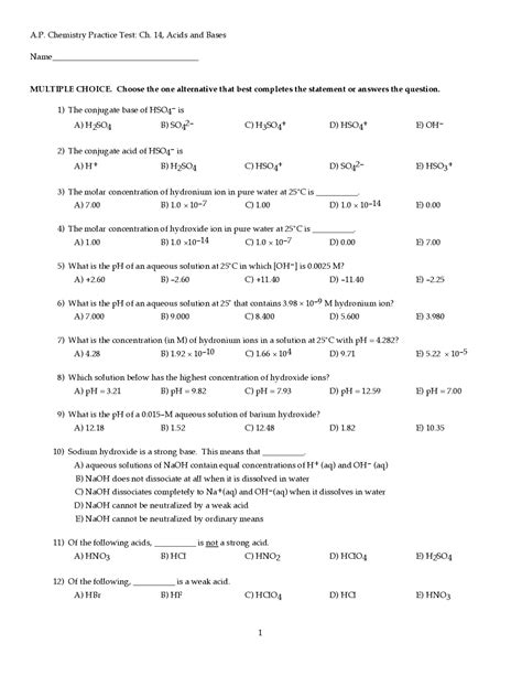 Ap Chemistry Practice Test Ch 5 Gases Multiple