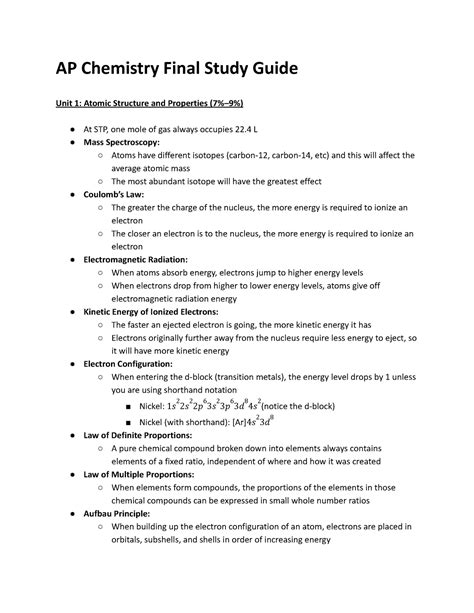 Ap Chemistry Test Study Guide