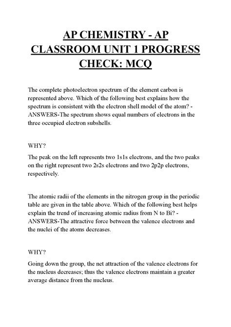 Ap Chemistry Unit 1 Progress Check Mcq