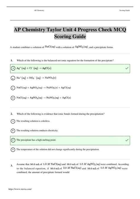 Ap Chemistry Unit 4 Progress Check Frq
