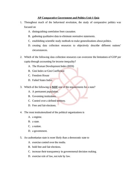 Ap Comparative Gov Practice Test
