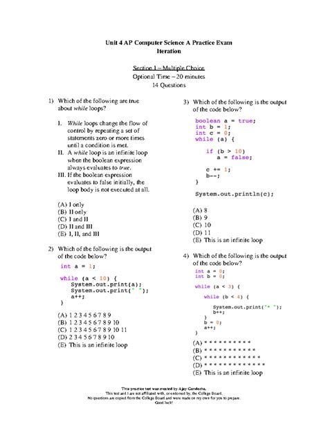 Ap Computer Science A Practice Exam Pdf