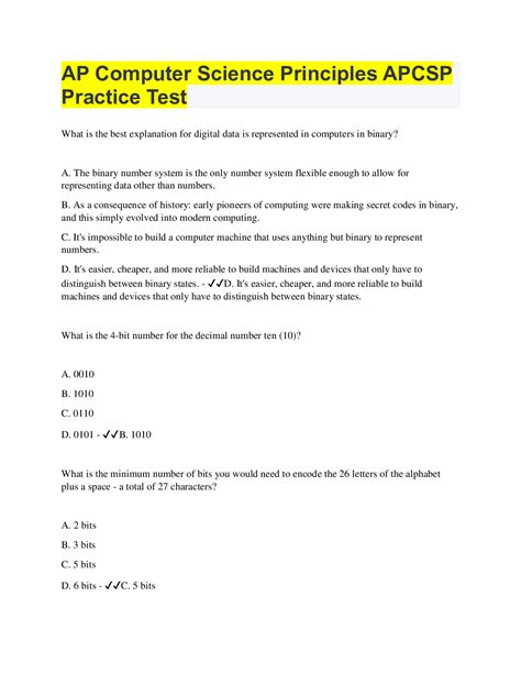 Ap Computer Science Principles Practice Test