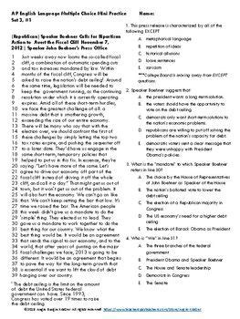 Ap English Language Multiple Choice Question Stems