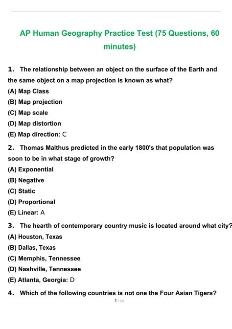 Ap Human Geography Practice Exam