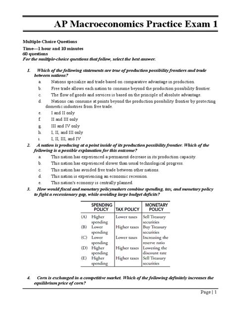 Ap Macroeconomics Practice Test