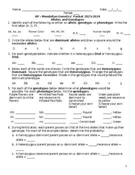Ap Mendelian Genetics Packet Answer Key