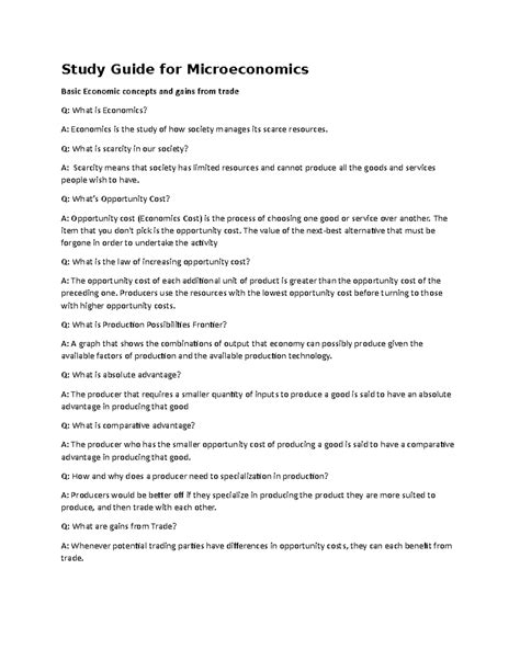 Ap Microeconomics Study Guide