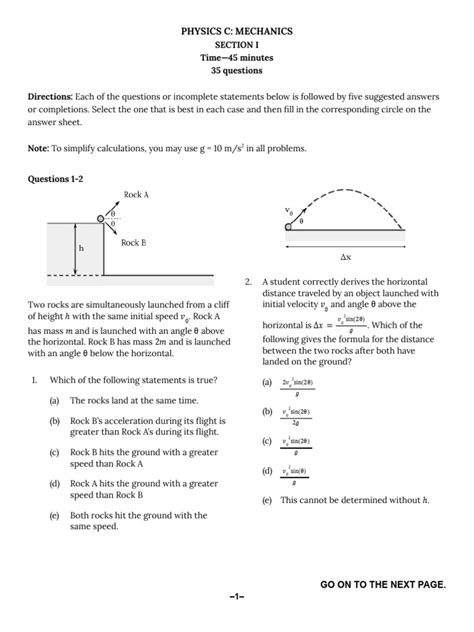 ap physics c mechanics multiple choice 2019