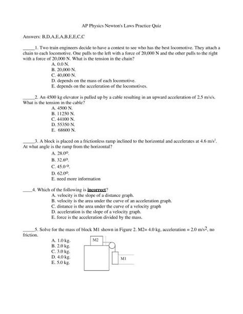 Ap Physics Newtons Laws Practice Test