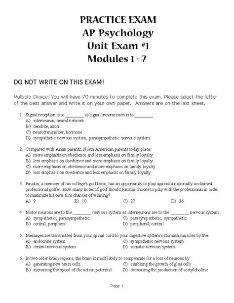 Ap Psych Practice Exam