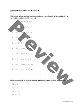Ap Quantum Numbers Worksheet