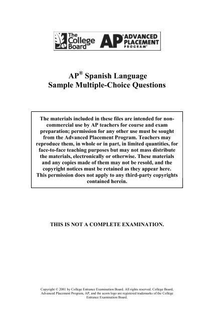 Ap Spanish Multiple Choice Practice