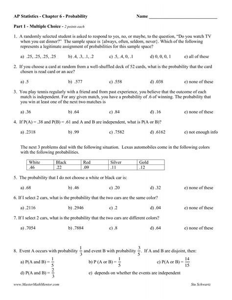 ap statistics 2012 multiple choice answers