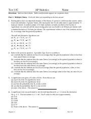 Ap Statistics Test 11c