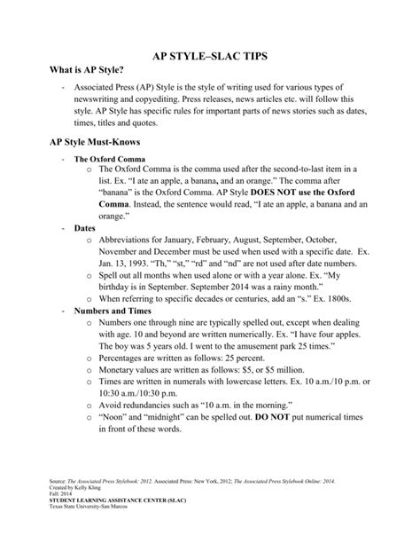 Ap Style Of Writing A Comprehensive Guide Ap Ap Style Worksheet - Ap Style Worksheet