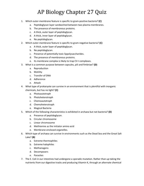 Read Online Ap Biology Chapter 27 Study Guide Answers 