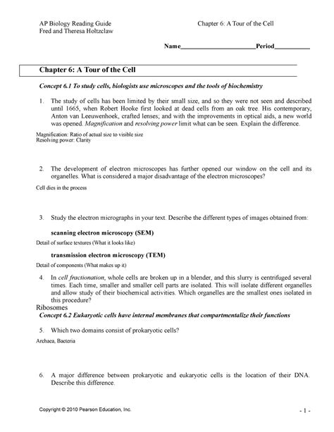 Download Ap Biology Chapter 6 Guided Reading Assignment Answers 
