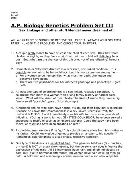 Full Download Ap Biology Practice Genetics Problems 