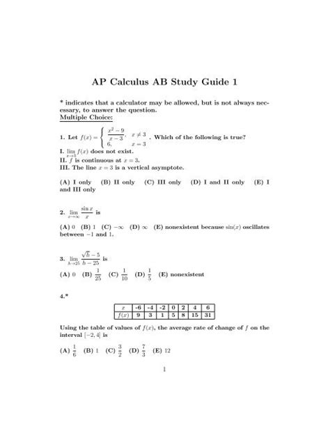 Full Download Ap Calculus Exam Study Guide 