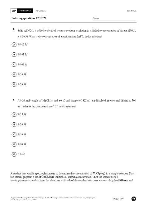 Read Online Ap Chem Chapter 1 Practice Test 