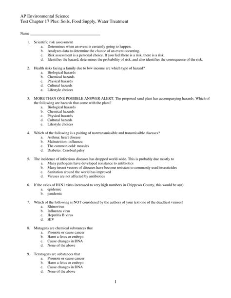 Read Online Ap Environmental Science Unit 1 Chapter Test Answers 