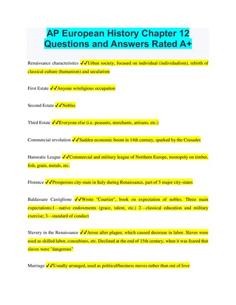 Full Download Ap Euro Chapter 12 Test Prep Answers 