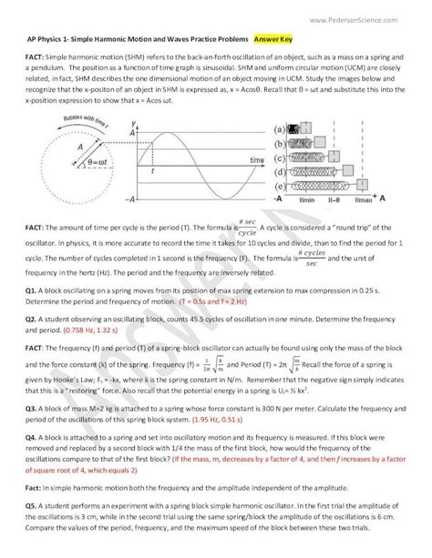 Read Online Ap Physics 1 Simple Harmonic Motion And Waves Practice 
