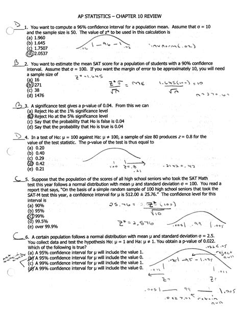 Read Ap Stats Chapter 10 Test 