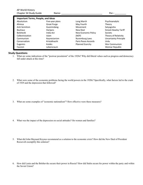 Read Online Ap World History Chapter 34 Study Guide Answers 