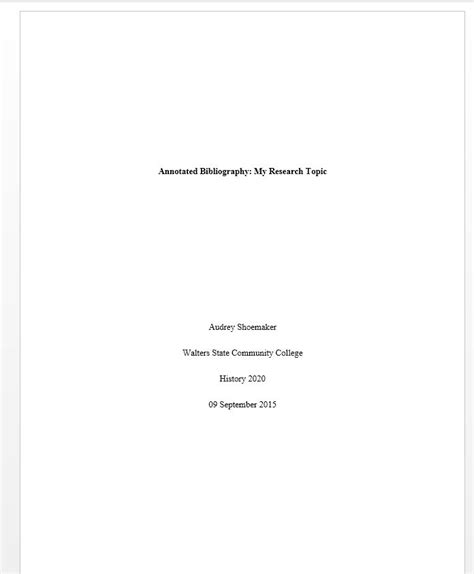 apa annotated bibliography example cover page