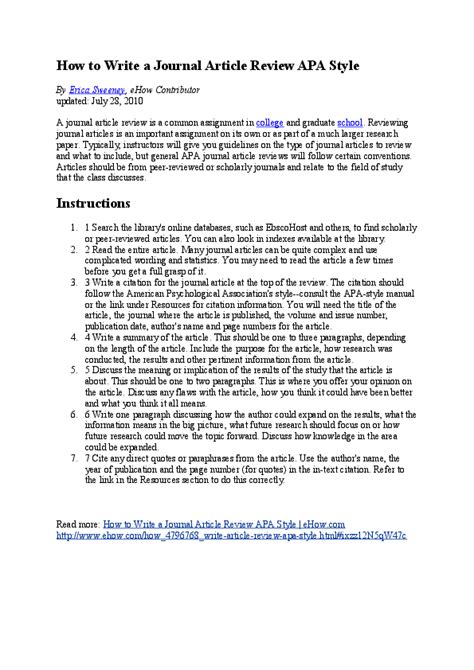Apa Article Review Example