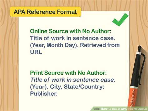 apa bibliography format no author