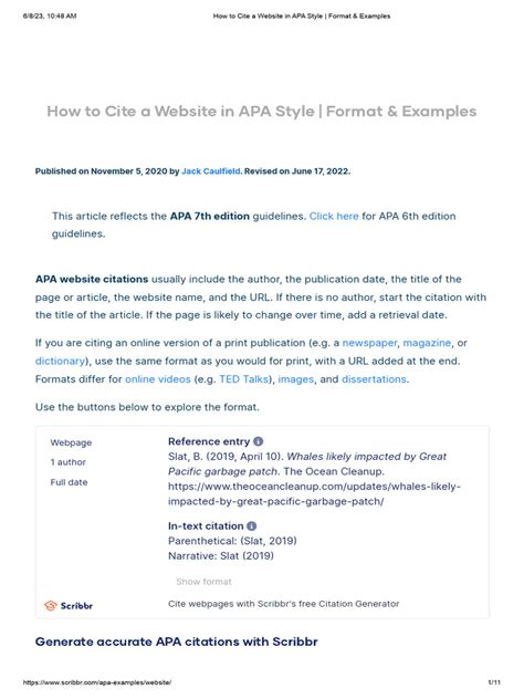 apa for websites