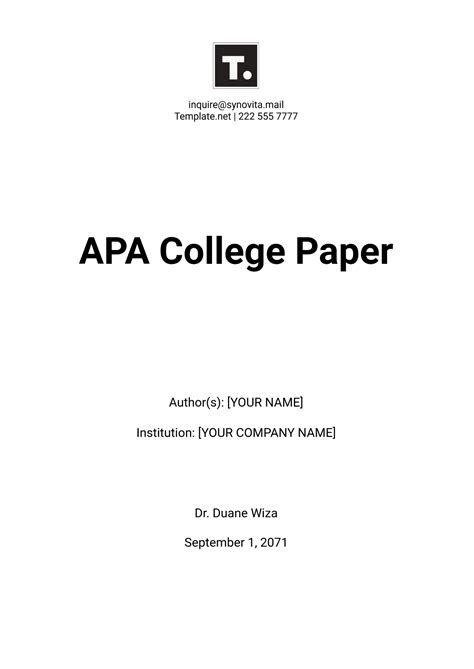 Apa Format Template Paper