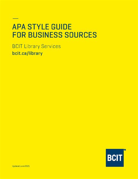 Apa Style Guide Bcit