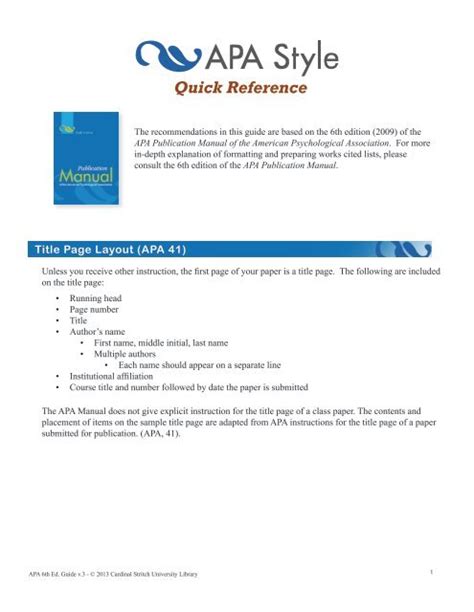 Download Apa 6Th Edition Quick Reference 