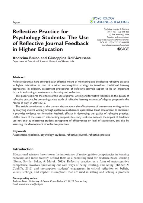 Full Download Apa Psychology Reflection Journal 