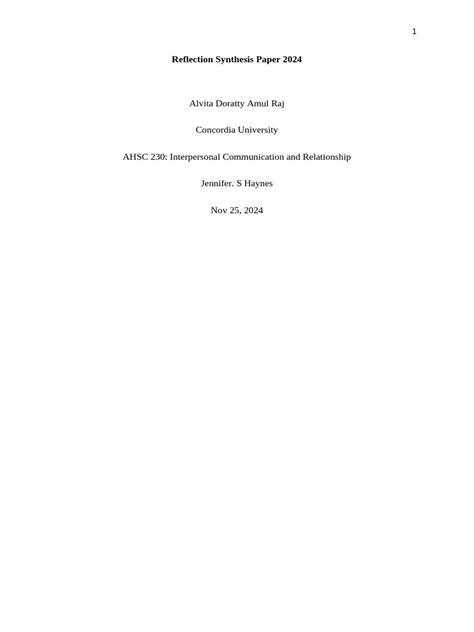 Read Apa Style Reflection Paper 