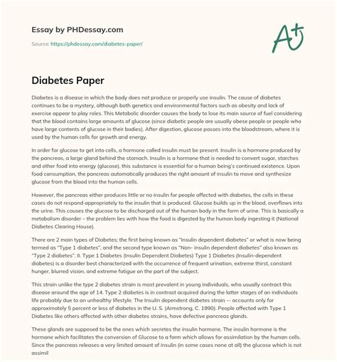Read Online Apa Style Research Paper For Diabetes Mellitus 