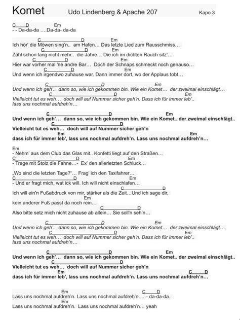 Apache 207 Komet Songtext